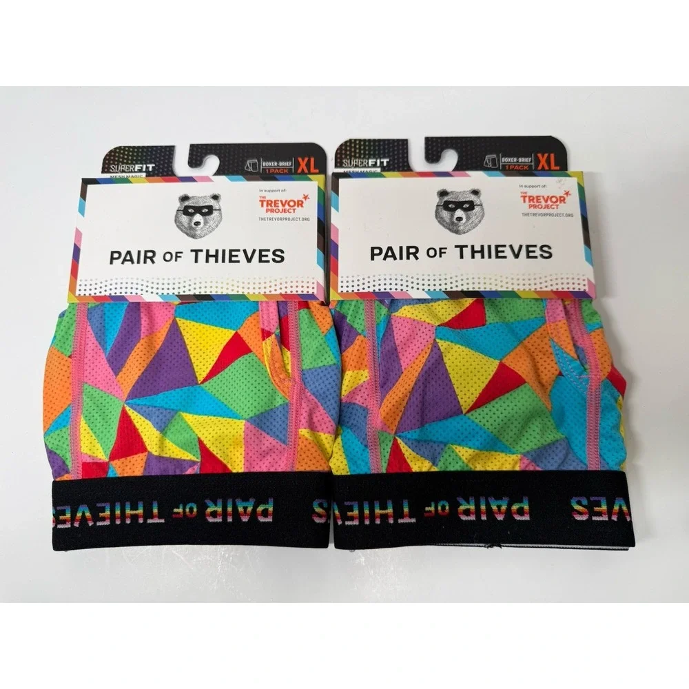 2 New Pair of Thieves Men's Super Fit Mesh Boxer Brief Trevor Project Pride XL